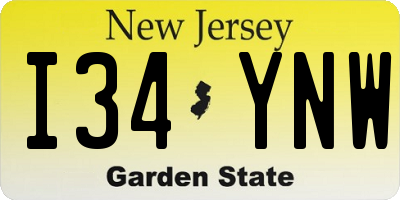 NJ license plate I34YNW