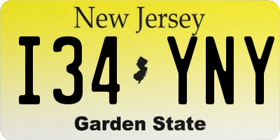 NJ license plate I34YNY
