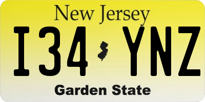 NJ license plate I34YNZ