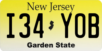 NJ license plate I34YOB