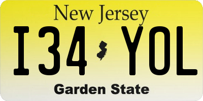 NJ license plate I34YOL