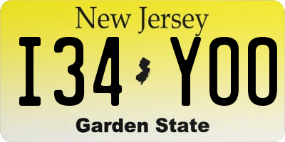 NJ license plate I34YOO