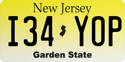 NJ license plate I34YOP