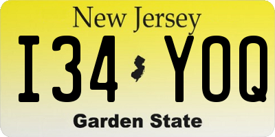 NJ license plate I34YOQ