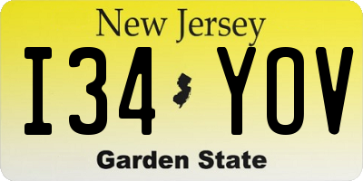 NJ license plate I34YOV