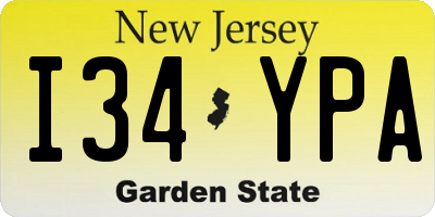 NJ license plate I34YPA