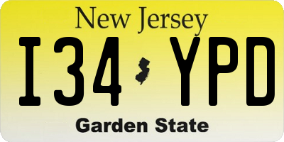 NJ license plate I34YPD