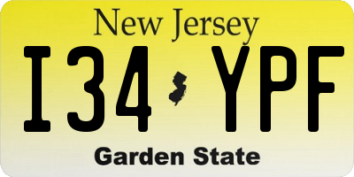 NJ license plate I34YPF