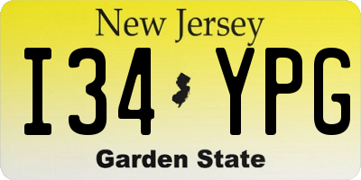 NJ license plate I34YPG
