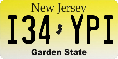 NJ license plate I34YPI