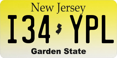 NJ license plate I34YPL