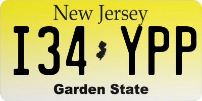 NJ license plate I34YPP