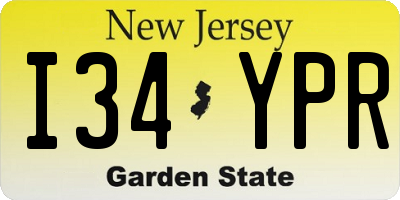 NJ license plate I34YPR