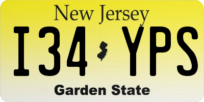 NJ license plate I34YPS