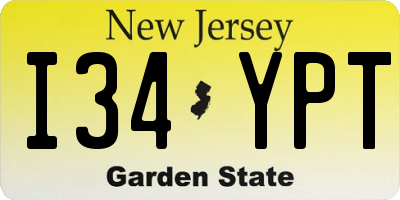 NJ license plate I34YPT