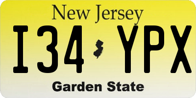 NJ license plate I34YPX