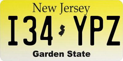 NJ license plate I34YPZ