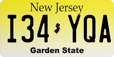 NJ license plate I34YQA