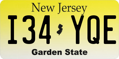 NJ license plate I34YQE