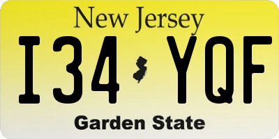 NJ license plate I34YQF