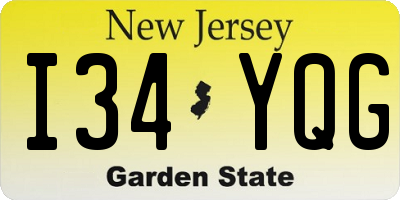 NJ license plate I34YQG