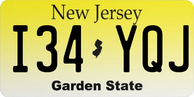 NJ license plate I34YQJ