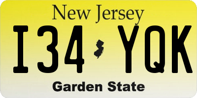 NJ license plate I34YQK