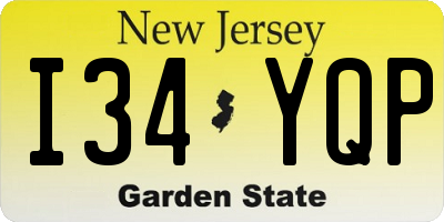 NJ license plate I34YQP
