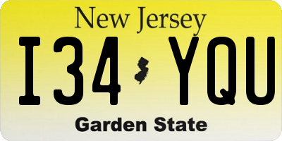 NJ license plate I34YQU