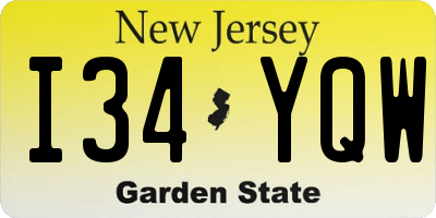 NJ license plate I34YQW