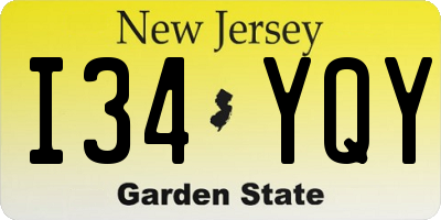 NJ license plate I34YQY