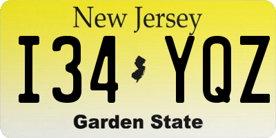 NJ license plate I34YQZ