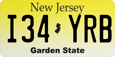 NJ license plate I34YRB