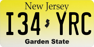 NJ license plate I34YRC