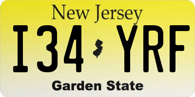 NJ license plate I34YRF