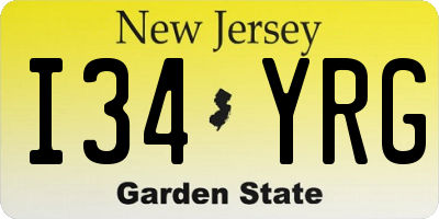 NJ license plate I34YRG