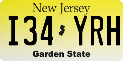 NJ license plate I34YRH