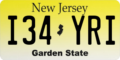 NJ license plate I34YRI