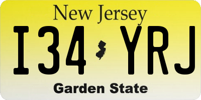 NJ license plate I34YRJ