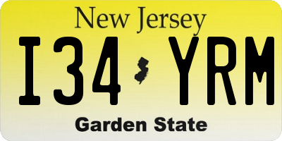 NJ license plate I34YRM