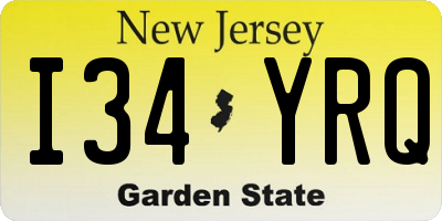 NJ license plate I34YRQ
