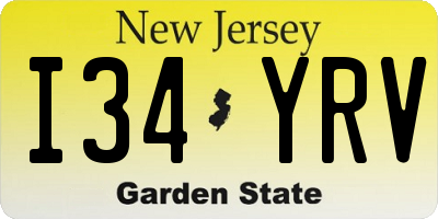 NJ license plate I34YRV