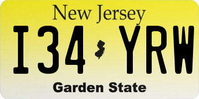 NJ license plate I34YRW