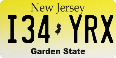 NJ license plate I34YRX