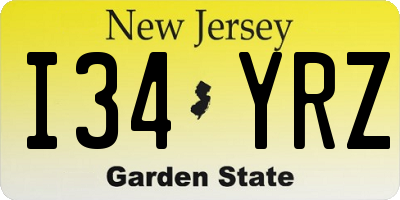 NJ license plate I34YRZ