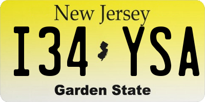 NJ license plate I34YSA