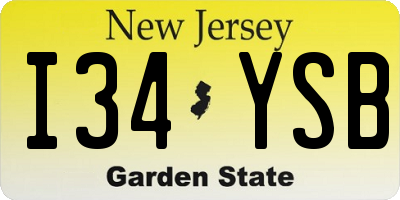 NJ license plate I34YSB