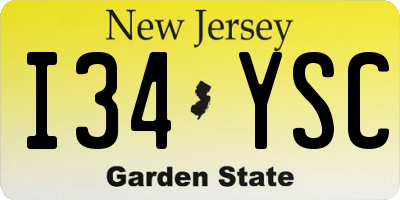 NJ license plate I34YSC