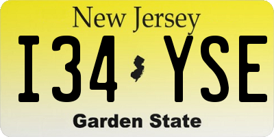 NJ license plate I34YSE