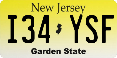 NJ license plate I34YSF